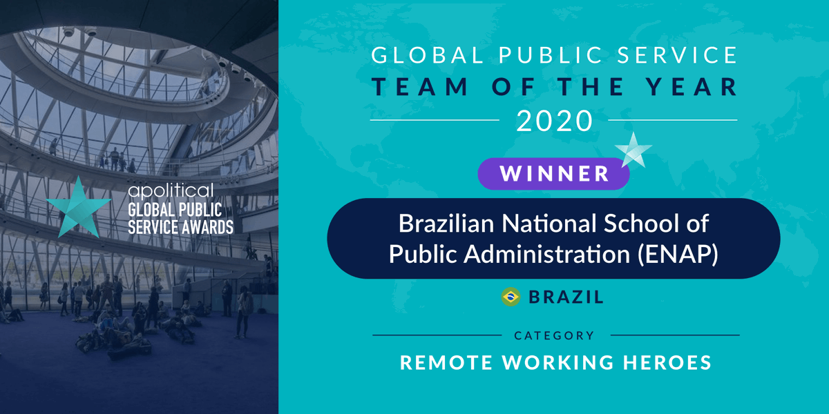 EnapGovBr's tweet photo. ❗ BREAKING NEWS! Enap ganha prêmio da @apoliticalco, na categoria Heróis do Trabalho Remoto! Compartilhamos nossa alegria e o prêmio com a equipe Enap, alunos, parceiros e colaboradores.
Mais notícias em breve!
#Enapride https://t.co/UZjrRb3MoR