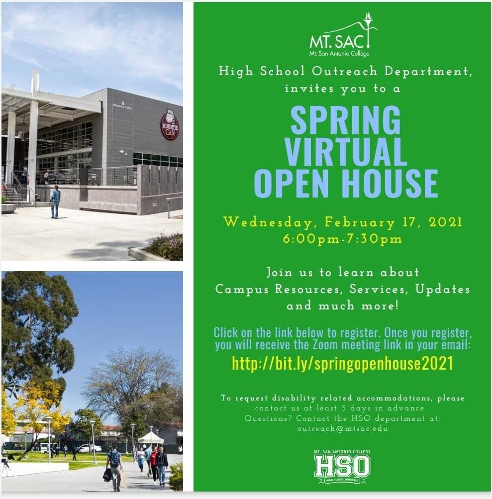 MT SAC, Spring Virtual Open House
Thursday, February 17 from 6:00 to 7:30 pm
To register go to: bit.ly/springopenhous…
#ProudtobePUSD