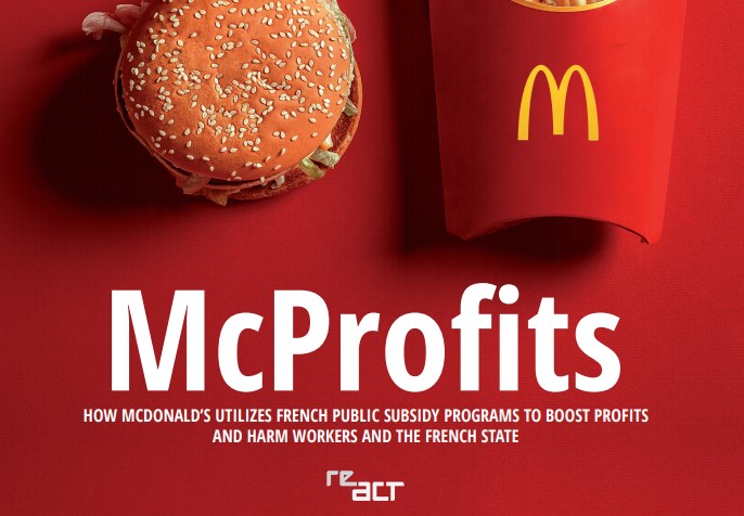 FightForAUnion's tweet photo. New report examines the ways @McDonalds benefits from French corporate support to generate big profits without providing the number of jobs it commits to and fails to improve the low-wage, part-time and precarious nature of their jobs
#McProfits https://t.co/DiRwy3A2Pd https://t.co/3CyHPNZbj7