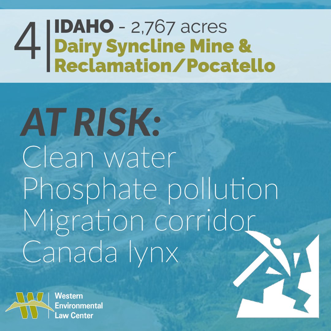 4/9: Dairy Syncline Mine and Reclamation Plan Final EIS – 2,767 acres, ID*Phosphate pollution*Administrative procedures tomfoolery*Privatization of public lands https://www.federalregister.gov/documents/2019/11/08/2019-24218/notice-of-availability-of-the-final-environmental-impact-statement-for-the-proposed-dairy-syncline
