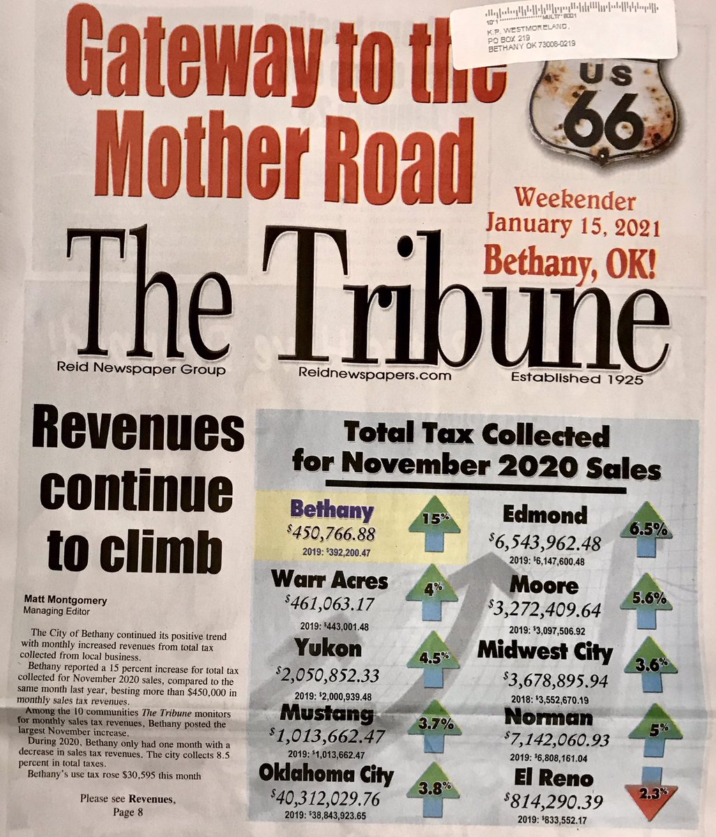 Our sales tax revenue increases, continue to show that the effort and work that so many have been putting into economic development, is working. 

WE must stay the course!