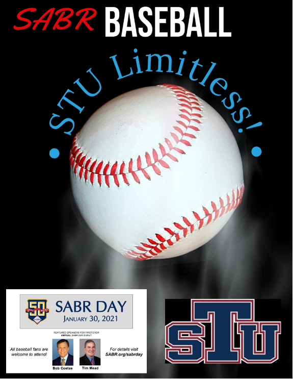 The Society for American Baseball Research <a href="/sabr/">SABR</a> celebrates its 50th anniversary this week. The <a href="/STUSPOAD/">@STUSPOAD</a> program has two complimentary registrations remaining to this virtual event with Bob Costas and Tim Mead of the <a href="/baseballhall/">National Baseball Hall of Fame and Museum ⚾</a>. Contact Dr. Epling (repling@stu.edu) for info.