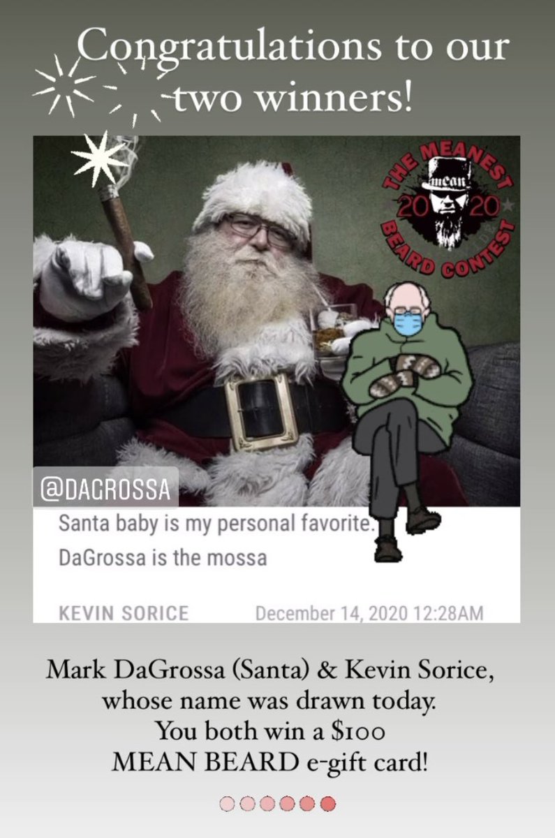 Congratulations to Mark DaGrossa (Santa) and Kevin Sorice, whose name was drawn today.  Both these gentlemen win a $100 MEAN BEARD e-gift card from us!  Way to go!  Have a MEAN BEARD day! 
#MEANBEARD #Santabeard #beard