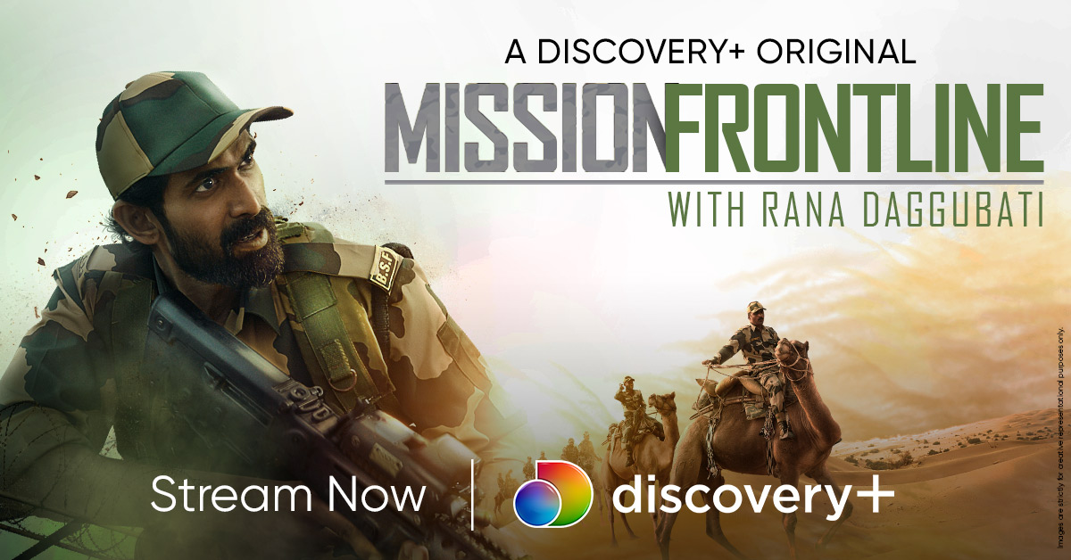 discoveryplusIN's tweet photo. @RanaDaggubati lives breathes and trains with the @BSF_India for a day and unravels their extraordinary ways of life and combat. Catch all the action in ‘#MissionFrontline with Rana Daggubati’, now streaming exclusively on the #DiscoveryPlusApp #DiscoveryPlusOriginals https://t.co/7oUmzgd2WS