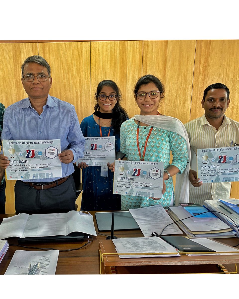 CodechefA's tweet image. Inaugural Launch of our chapter by Prof.S . Ramachandram (Vice Chancellor of Anurag University) and Prof. Syeda Sameen Fatima(Registrar of Anurag University)...
#CodeChef
#CodeChefChapters #CodeChefCollegeChapters #CodeChefChapterLeaders #CodeChefAnuragChapter