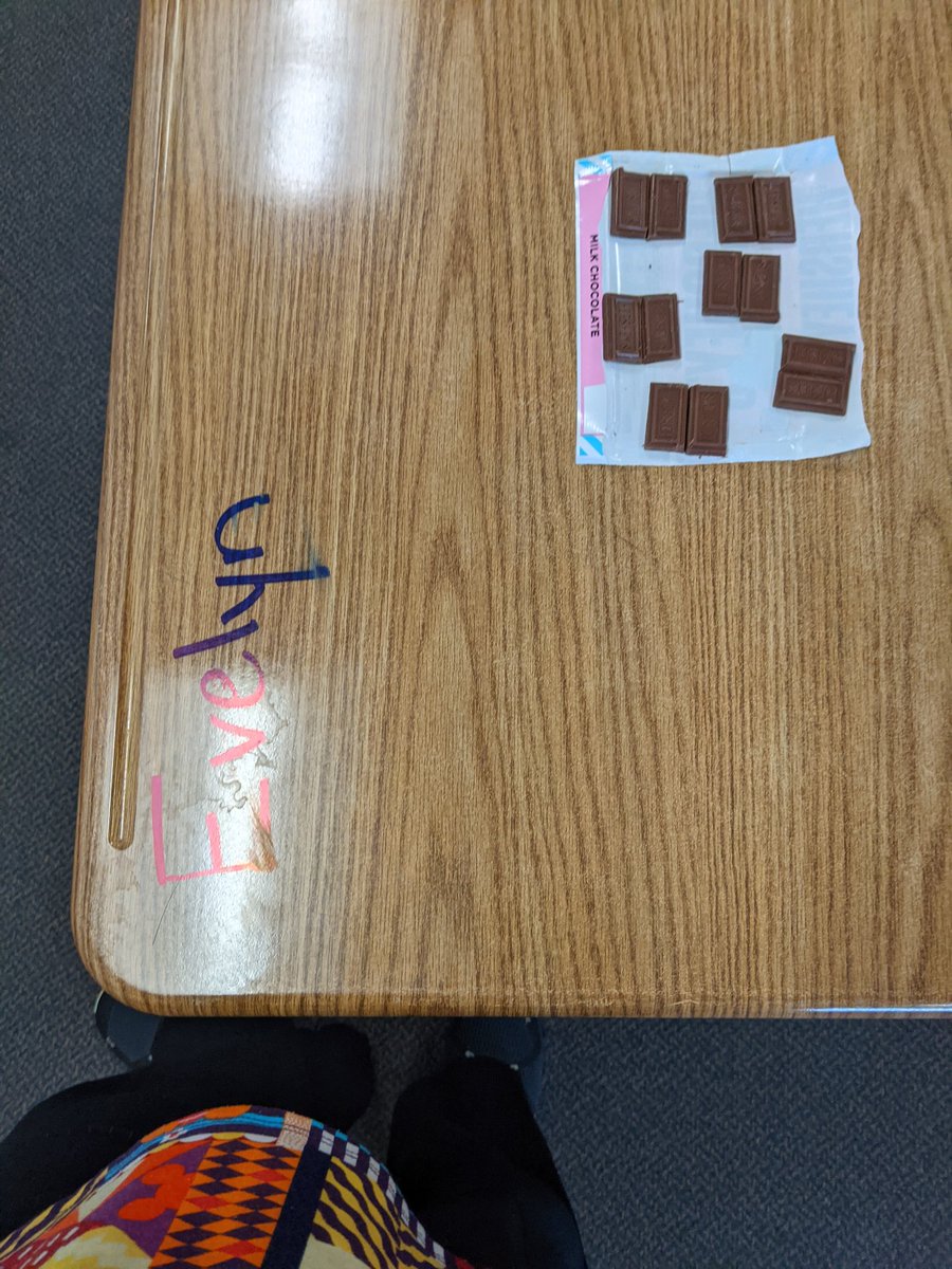 KohlersKids's tweet photo. Using Hershey bars to learn adding, subtracting, equivalent fractions, and fractions in the lowest terms. It was delicious #SpaghtIsGreat #GoSolarWithMrsKohler @Hersheys https://t.co/2VKFEdlLCd