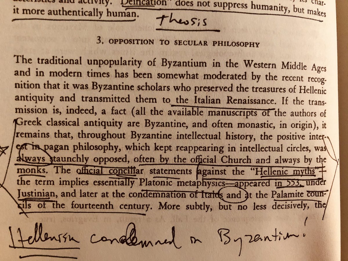 JayDyer's tweet photo. Orthodoxy dogmatically condemns platonism and hellenism after St Justinian and this represents the victory of the bible over the academy. Meyendorff, byzantine theology https://t.co/cMgC7h6SEP
