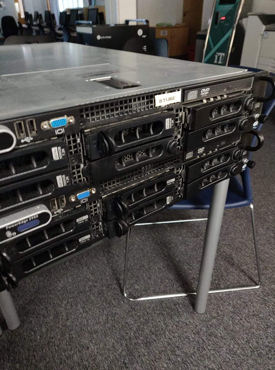 peterghorner's tweet photo. Found these old servers in one of our server rooms.
The top one was called #BTube and hosted our very own internal video streaming service back when #YouTube new. https://t.co/1erXzd4OuK