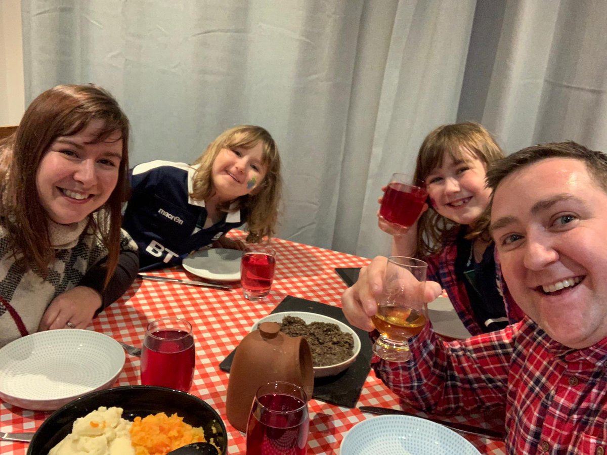 Happy Burns Night to everyone <a href="/SECGlasgow/">Scottish Event Campus</a> <a href="/VisitScotBTU/">VisitScotland Business Events Old Username</a> and <a href="/meetglasgow/">Glasgow Convention Bureau</a>, from my wee family to yours. Missing the normal #SECBurnsSupper but doing our best “at hame” Slainte! 🥃