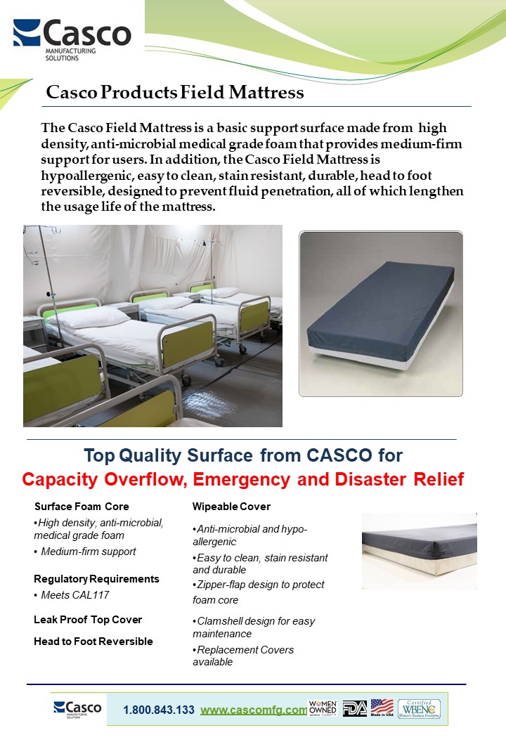CASCOHealth's tweet image. It's terribly sad that #healthcare facilities are facing so much pressure and are in need of supplemental capacity.  CASCO can assist with #fieldhospital mattresses.
