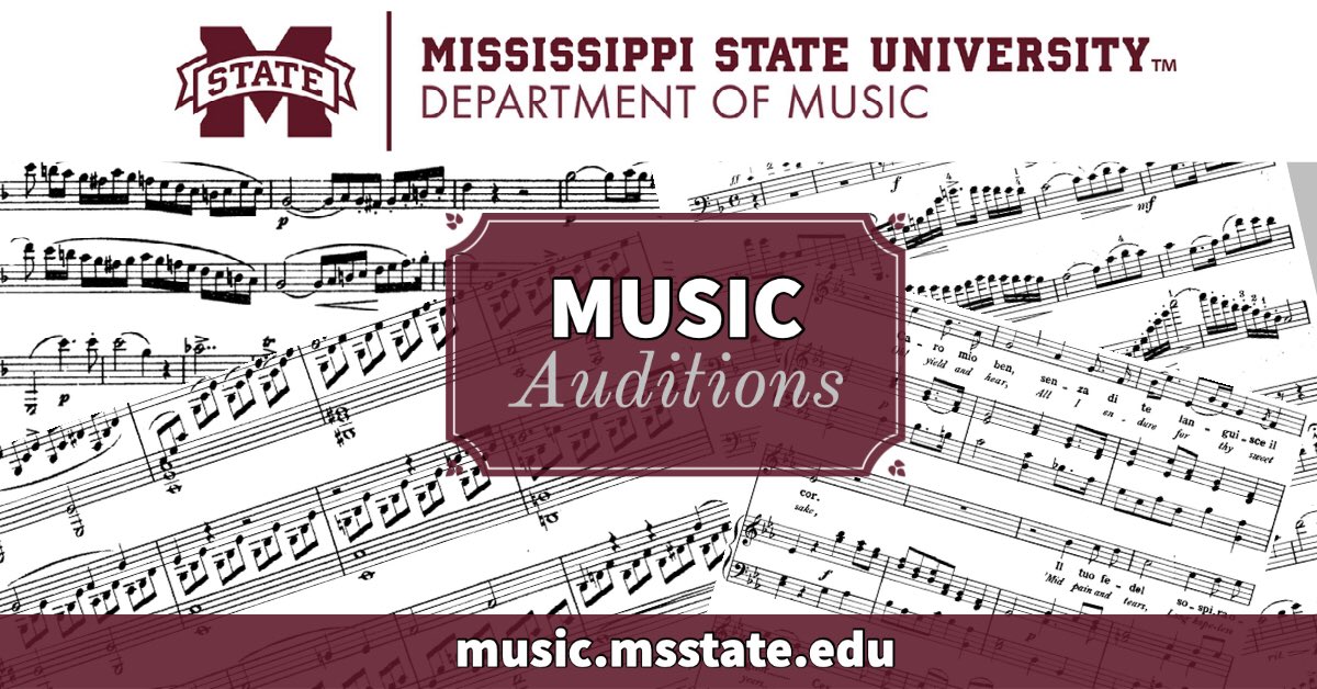msstatemusic's tweet photo. Scholarship auditions are underway for Fall 2021! Schedule your audition today:

https://t.co/5okBY9N3aI
Here you will find info about auditions for:
•Piano
•Winds/Brass/Percussion
•Voice
•Orchestral Strings
•Guitar 

#hailstate @maroonband @MSU_StateSings @CollegeofEd_MSU https://t.co/R4jEnObI87