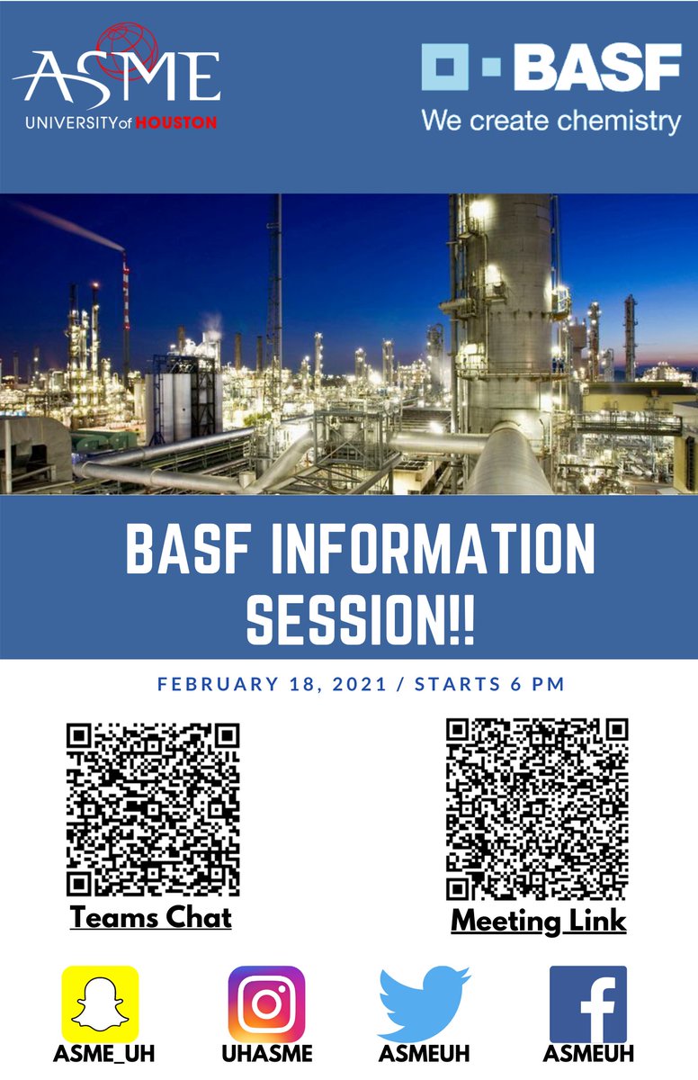ASMEUH's tweet image. Join us at our Information Session with BASF on February 18th starting at 6 PM!!
@uhengineering #gocoogs #uhengineering #cullenengineering #uh2024 #uh2023 #uh2022