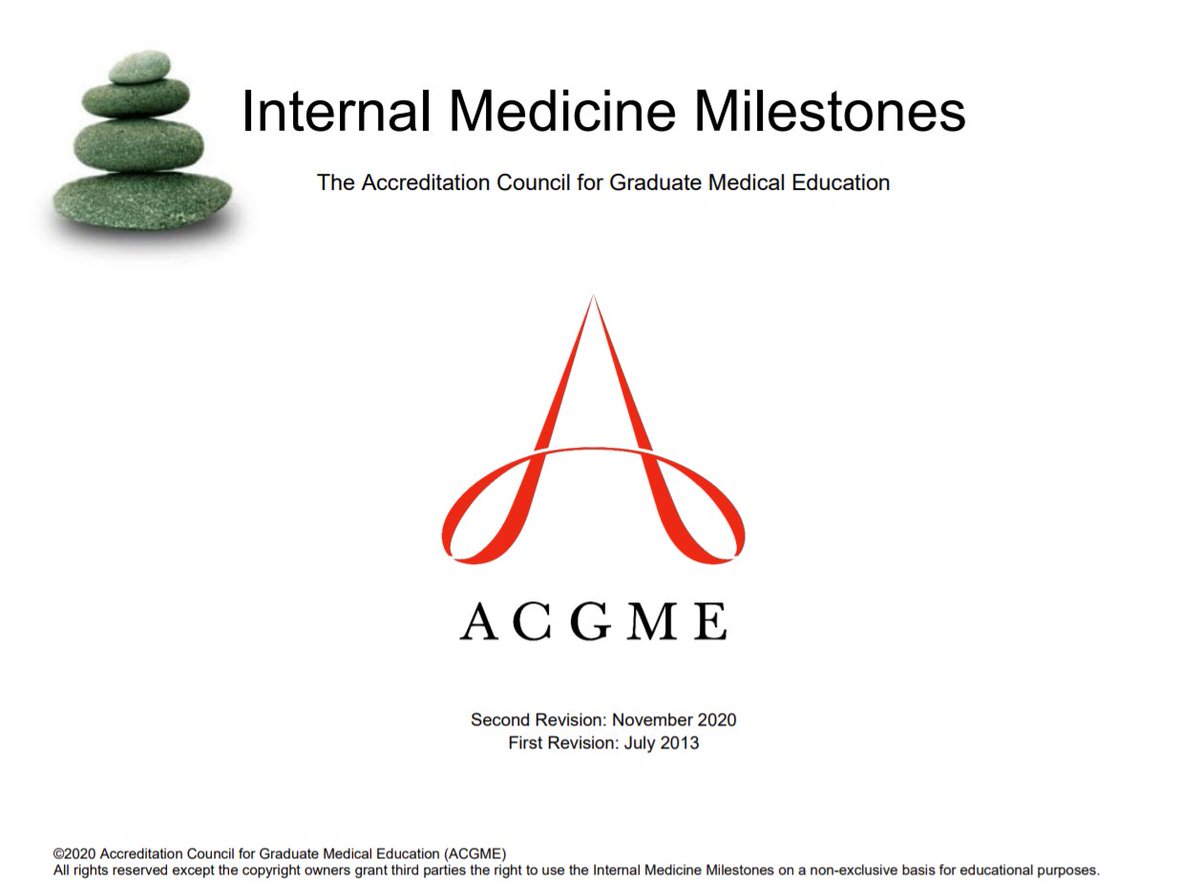 The  @ACGME Internal Medicine Milestones Second Revision for implementation July 2021 was recently published online.This was an endeavor that I was grateful to be part of, and I thought I might highlight some of the neat updates this week.1/ #IMMilestones2  #meded  #assessment