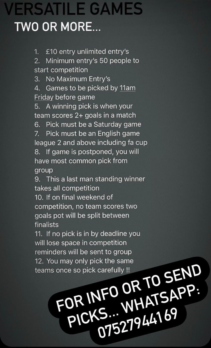 GamesVersatile's tweet image. Join our Two or more Last Man Standing competition starting this Saturday 30th January