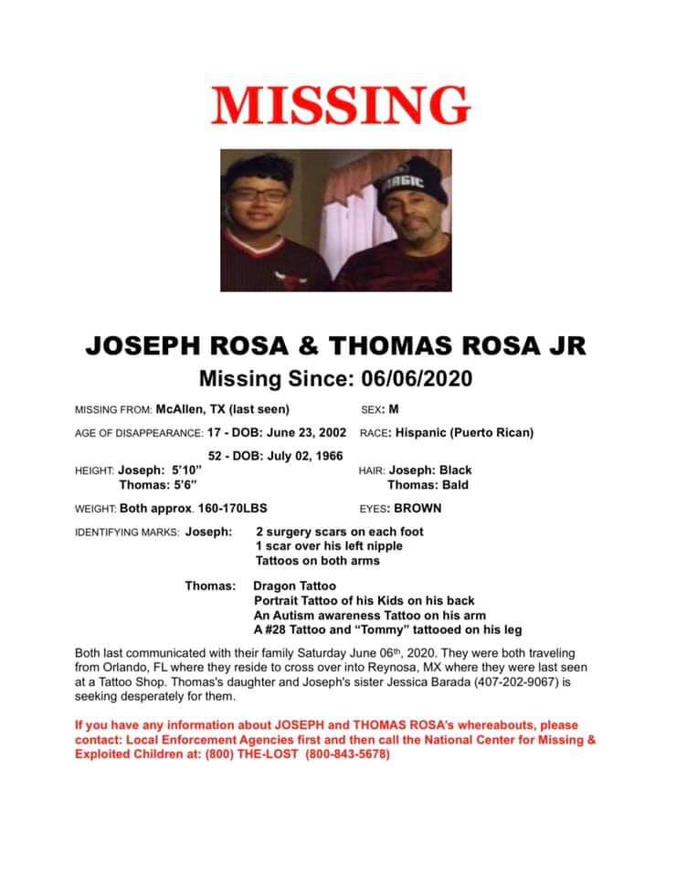 TruCrimeSociety's tweet image. Joseph Rosa &amp;amp; Thomas Rosa Jr
Missing since 6/6/20
Last seen McAllen, TX

Please contact local authorities or @MissingKids with any information

#missing #missingintexas #texas #pleaseshare #share #missingman #Rosa
