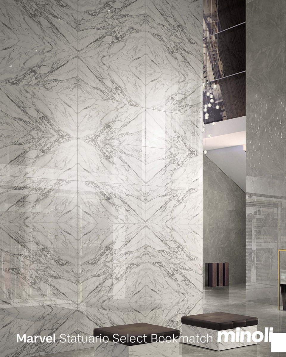 #MarvellousMonday – Statuario Select Bookmatch

minoli.co.uk/marvel-statuar…

#Minoli Marvel Statuario Select porcelain marble tiles are produced as an awe-inspiring bookmatch pair.

These mirror-matched design, white #marbletiles are manufactured on 75/150 format #porcelaintiles