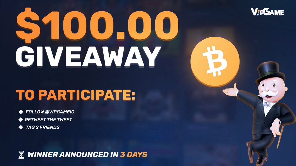 $100.00 Giveaway 💎

To Enter:

- Follow <a href="/vipgameio/">VipGame.io</a>
- Retweet
- Tag 2 friends

Play Your Favorite Live Games, Slots &amp; In-House Games Here:
VipGame.io/Games 🎲