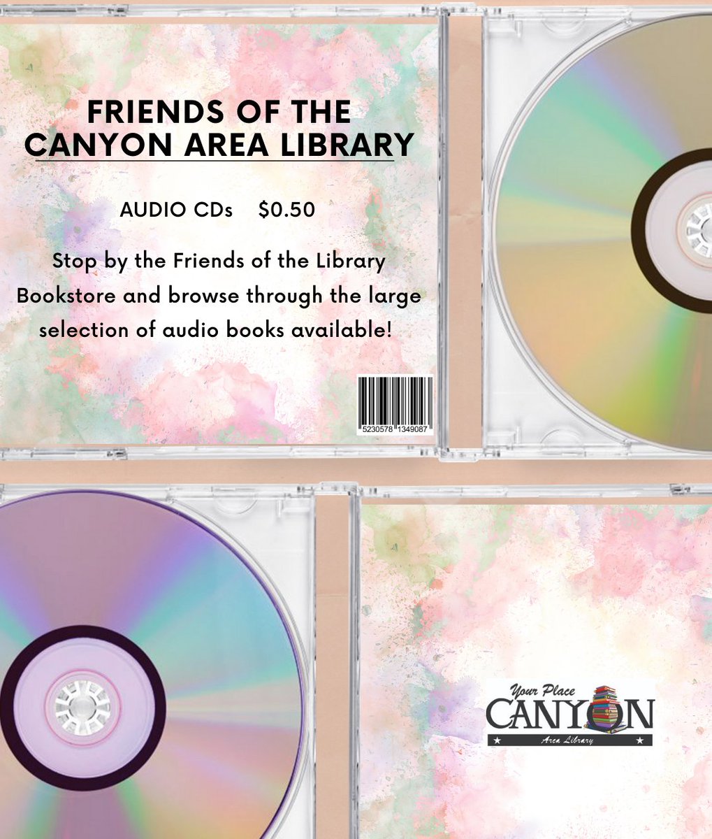 CanyonAreaLib's tweet photo. Stop by the Friends of the Canyon Area Library Bookstore and browse through the large selection of audio books! https://t.co/REUgo2Nlk0