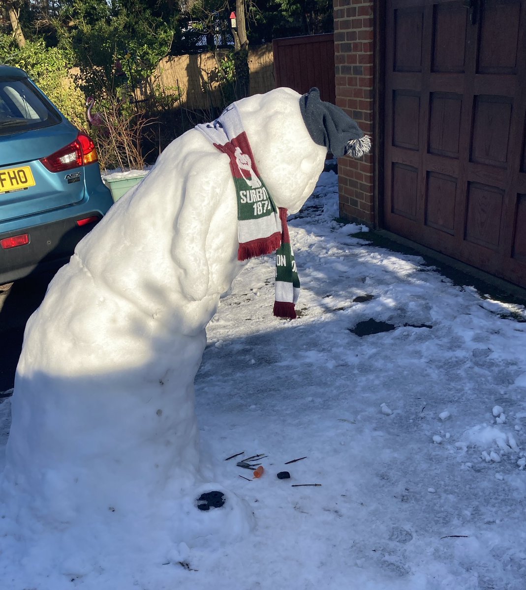 fitchy9's tweet photo. The @SurbitonHC snowman’s big night led to inevitable consequences I’m afraid :) https://t.co/dM8qAjn9MD