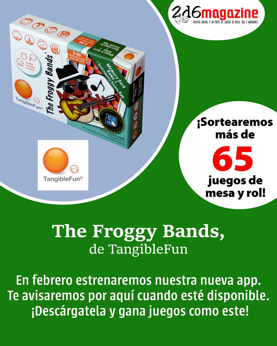 2d6Magazine's tweet photo. #SorteosApp2d6 #58 The Froggy Bands, publicado por @tangiblefun. Este juego de cartas ayuda al público infantil a aprender cómo suenan, cómo son y cómo se llaman los instrumentos musicales. Incluso, también se puede aprender en inglés. https://t.co/d4wqOzM7EC