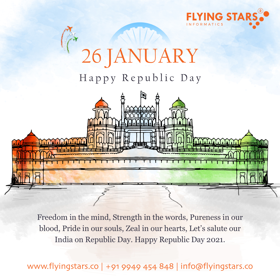 flyingstarsgrp's tweet photo. Freedom in the mind, Strength in the words, Pureness in our blood, Pride in our souls, Zeal in our hearts, Let’s salute our India on Republic Day. Happy Republic Day 2021.
#RepublicDay #republicday2021 #indianrepublicday https://t.co/YhB5gSeXKW