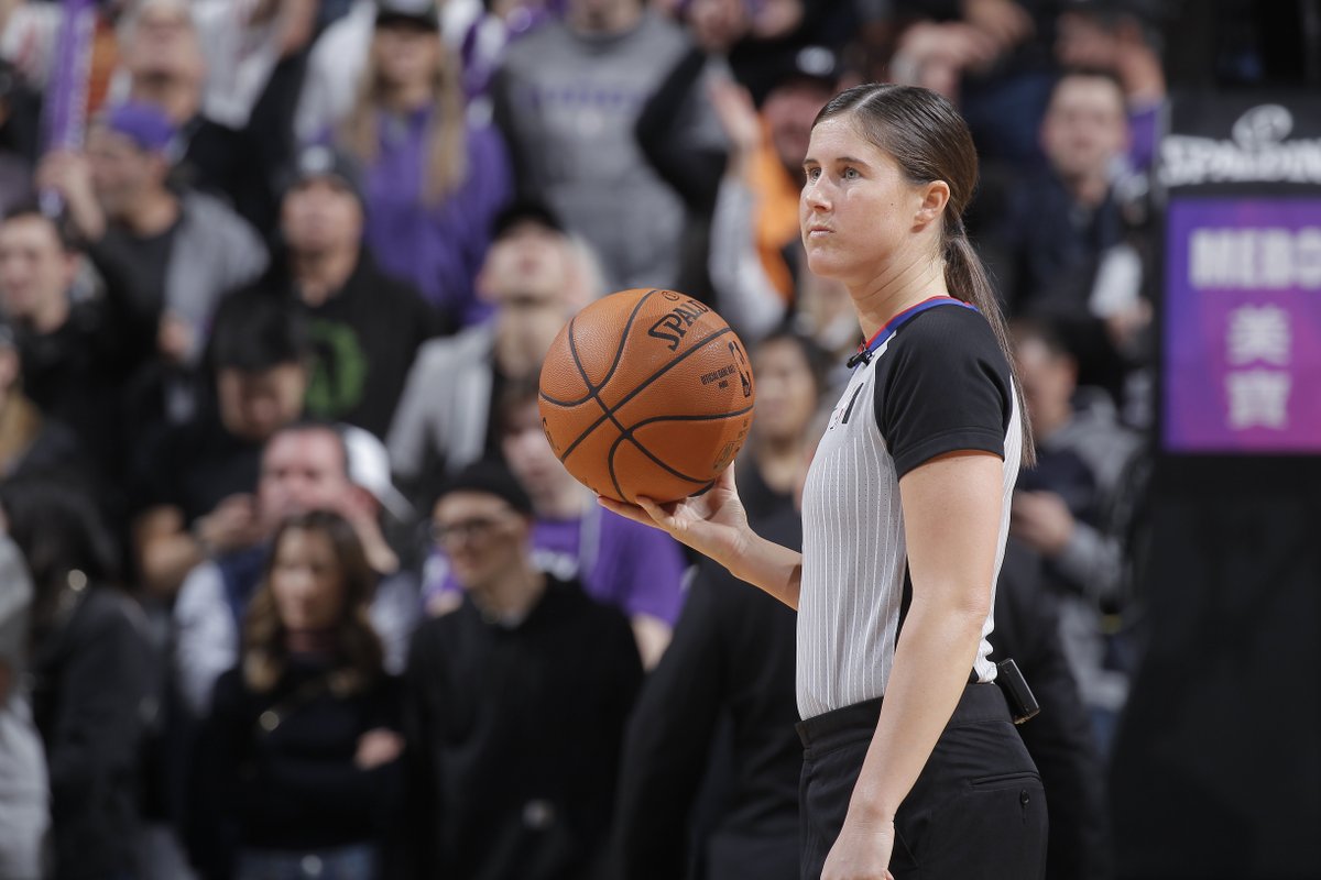 BleacherReport's tweet photo. Natalie Sago and Jenna Schroeder will be the first two women to officiate the same game in NBA history 🙏

They’re going to officiate the Hornets-Magic game tonight https://t.co/ZeoyZlWESt