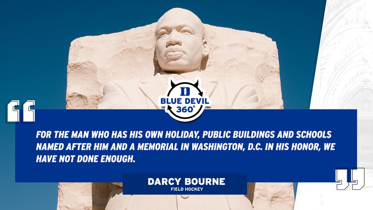Quote graphic for the Blue Devil 360 podcast on the Duke Athletics Martin Luther King Jr. Day virtual unity rally