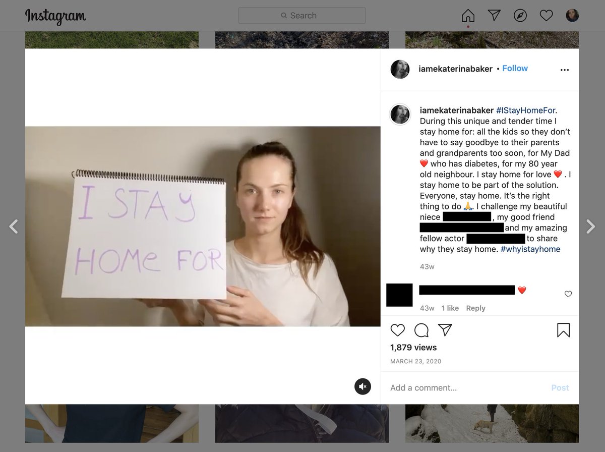 Ekaterina Baker’s Instagram was filled with posts about staying home, quarantining and keeping communities safe. I worry it feels vindictive, rather than journalistic to share this, but it suggests the Bakers knew the implications of their actions.