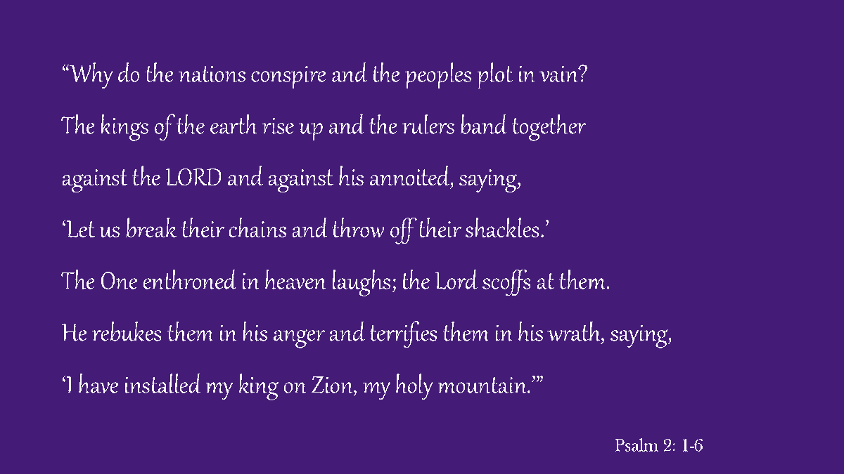 <a href="/conservmillen/">Allie Beth Stuckey</a> Agreed. Interesting because I was concerned about posting this Psalms passage not wanting to be misinterpreted by CRT militants, but here it is. Imo it is prophecy re: globalist dictators plotting against Judeo-Christians- of all colors- feigning to release them from "delusion"
