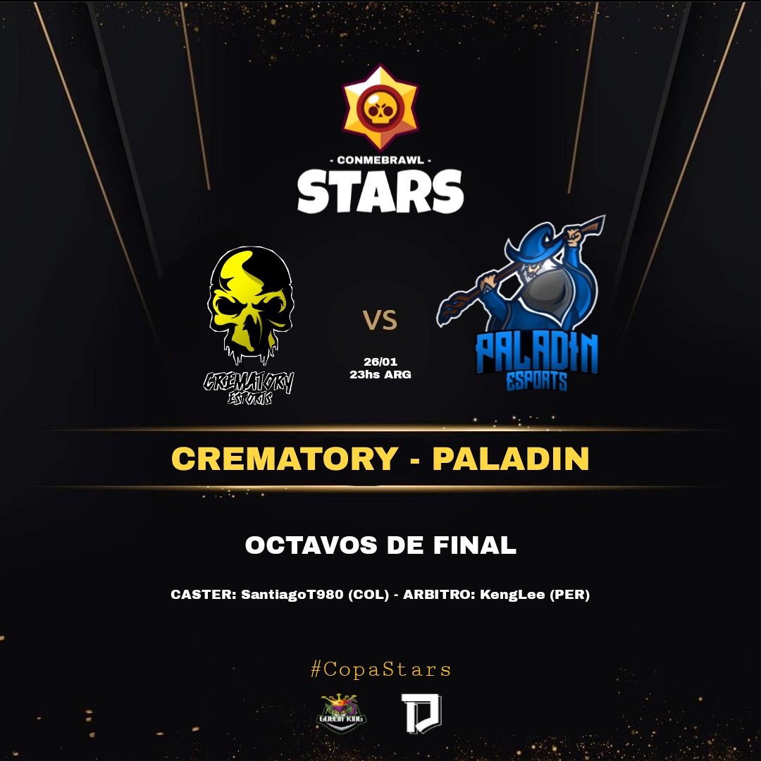 conmebrawl's tweet photo. 💥¡Choque de sorpresas!
👊Tras un muy buen torneo de ambos, @TeamCrematory enfrenta a @paladin_esport y solo uno avanzará a cuartos
👉Luego del partido entre #ElectronBR y #SynergyRuby
#SéUnaEstrella 🌠 https://t.co/pkwe7gyIbC
