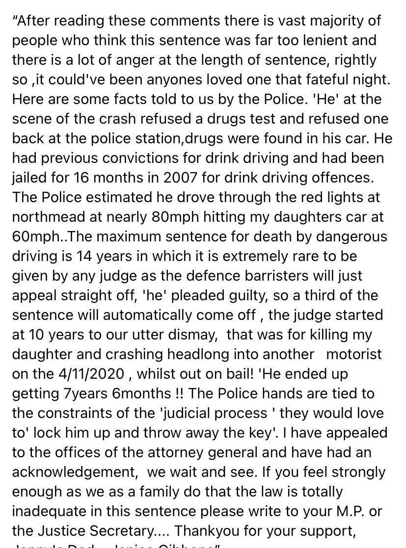 Jordan_Boxy's tweet photo. PLEASE READ &amp; SHARE!!

The more attention this gets, the better. 7 years for Jen’s life😞 This could have been anyone’s loved one. The law needs to change!
-
-
-
@Jacob_Rees_Mogg https://t.co/B5CHk09NGa