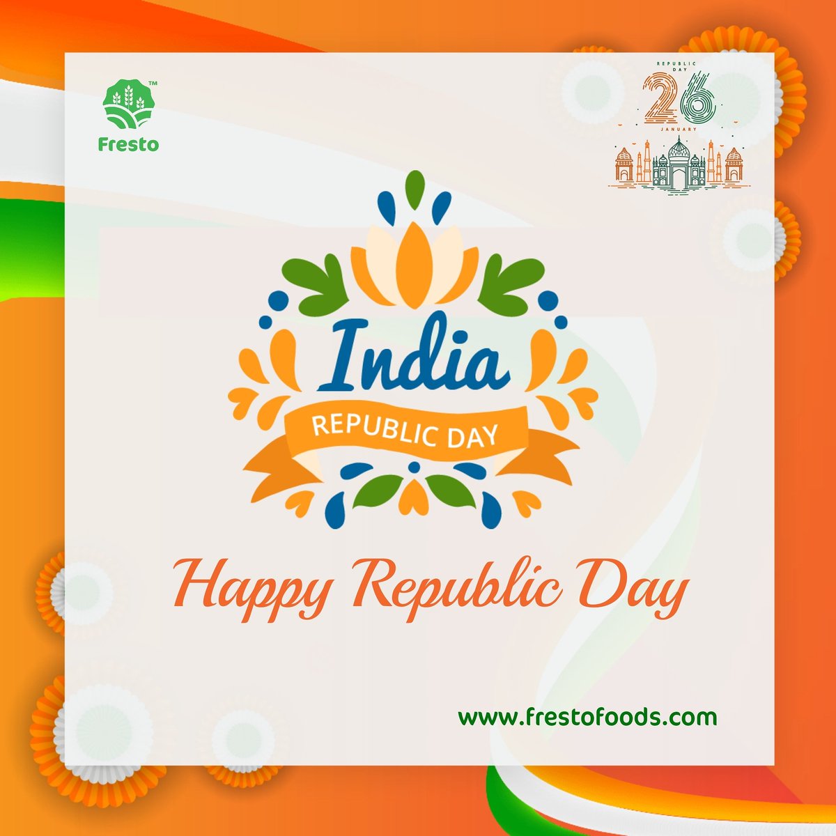 FrestoFoods's tweet photo. Freedom of thought, strength in our convictions and pride in our heritage. Let’s salute our brave martyrs on Republic Day. Happy Republic Day!

#HappyRepublicDay2021 #fresto #frestofoods #skynesisfoods #skynesis #healthyfood #healthyliving #food #brand #vocalforlocal #qualityeat https://t.co/9CFfZrMGjK