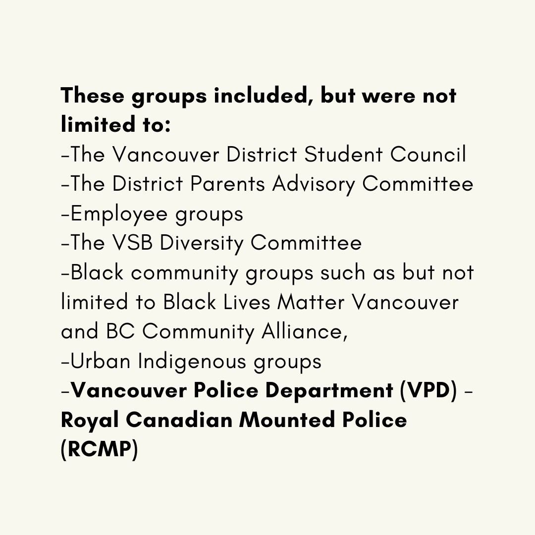 Update on  @VSB39 & their sham review process of the SLO program. Read the graphics in this thread to find out more about how  @VSB39 has disrespected Black & Indigenous community members every step of the way, including censorship & policy changes meant to stifle these voices. 1/3