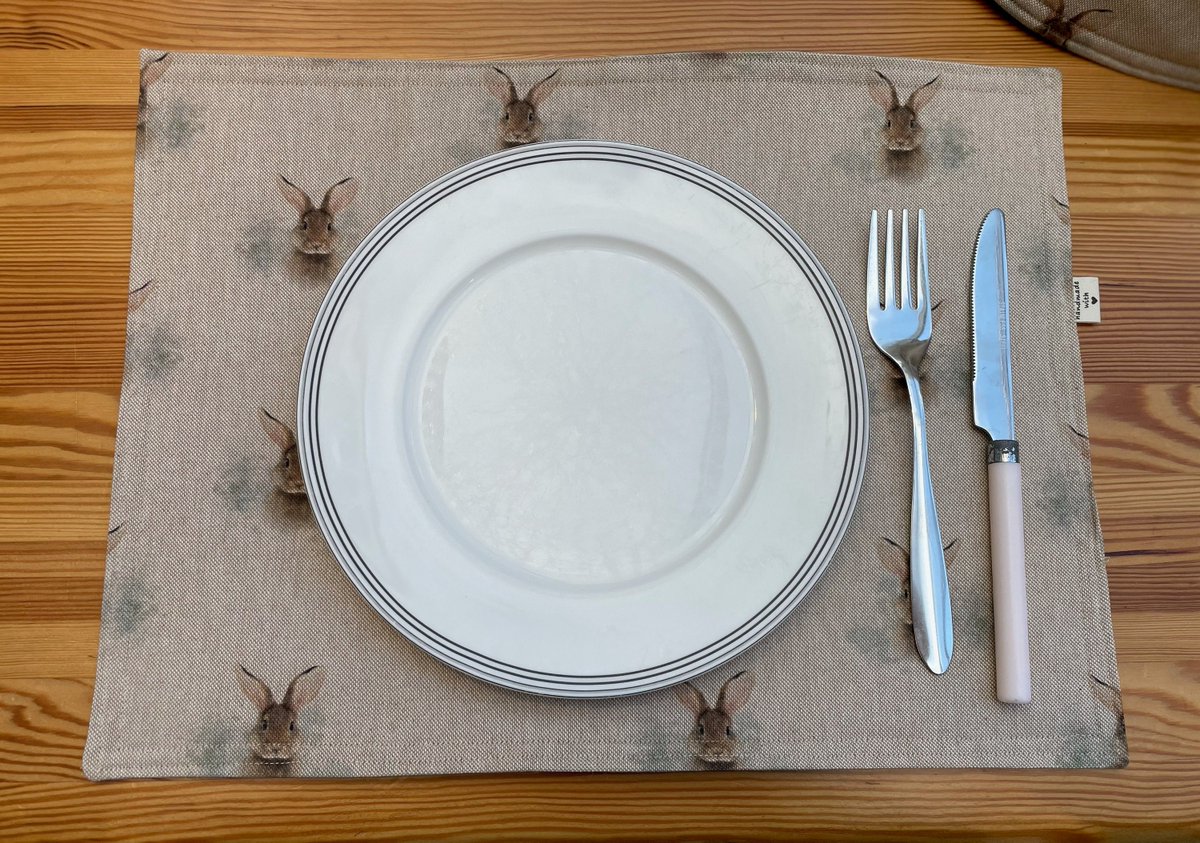 fromvioletmay's tweet photo. Excited to share the latest addition to my #etsy shop: Bunny Placemats, Linen Rabbit Print Placemats, Reversible, Washable https://t.co/LfHje1UU9a #beige #rectangle #pink #cotton #easter #easterplacemats #rabbitplacemats #bunnyplacemats #linenplacemats https://t.co/ZJDNgWMDCX