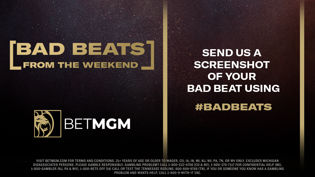 BetMGM's tweet image. Send us a screenshot of your bad beat using #BadBeatMonday to enter for a chance to earn a Free Bet 💰 
 
- Follow so we can DM you
- Deadline is tonight
- T&amp;amp;Cs apply