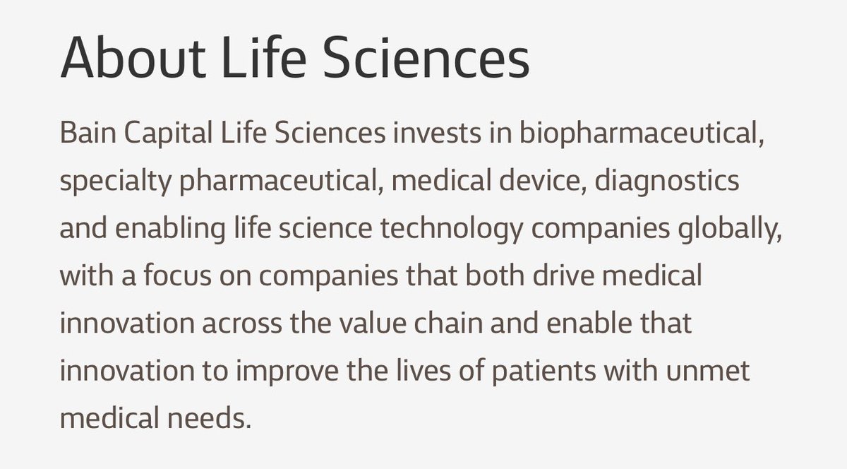 The capital group has the same focus as the SPAC. Bain has deep expertise, global reach, and a proven track record in private equity, public equity (more on that in a few tweets), credit, and venture investments. https://www.baincapital.com/businesses/scaling-innovation-life-sciences  $BLSA
