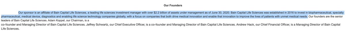 Bain Capital Life Sciences has $2.2 billion assets under management as of late June 2020They have been investors in lots of great projects since the fund was created by Bain Capital. (see next few tweets) $BLSA