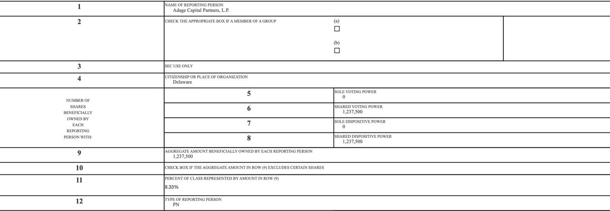  $BLSA 13G #2:11/05/2020Adage Capital Partners bought 1,237,500 shares (8.33%).Adage Capital Partners is a common investor in SPACs we like, they’re in  $SPRQ and  $BOAC (mentioned in our threads on those) They have a good reputation, for a reason.