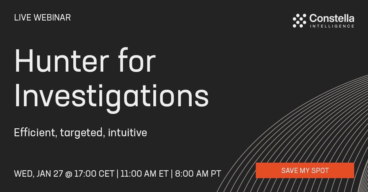 Have you registered for our FREE webinar on Hunter, a one-stop investigation platform for analysts that will expedite and enhance cyber crime #investigations? You still have time! Visit here to learn more: hubs.la/H0DKQLT0