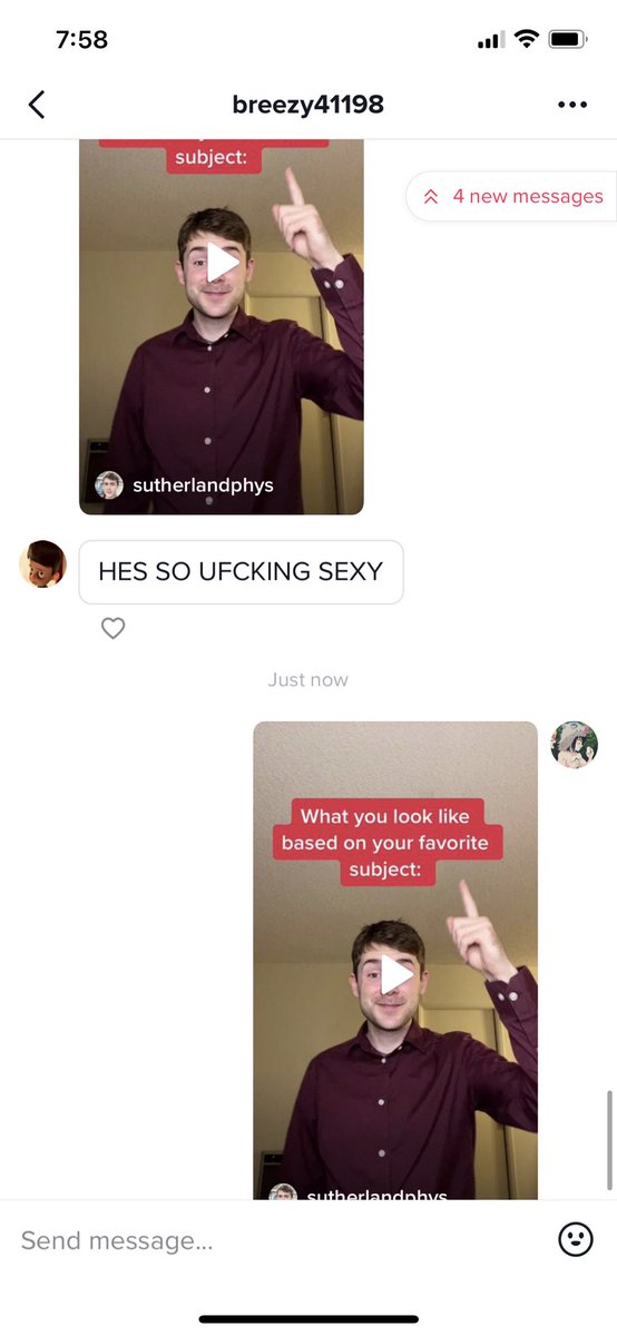 When me and @jasperismyson accidentally sent each other the same chris sutherland tiktok to talk about how hot he is
