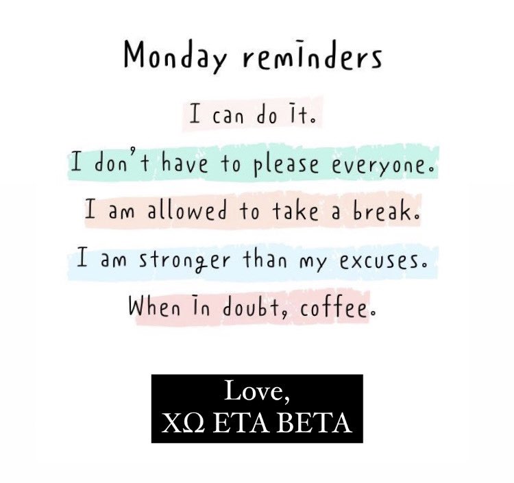 HAPPY Monday &amp; HAPPY first day of spring semester! Here are some reminders as we get the week and new classes started! 💖 #MotivationMonday