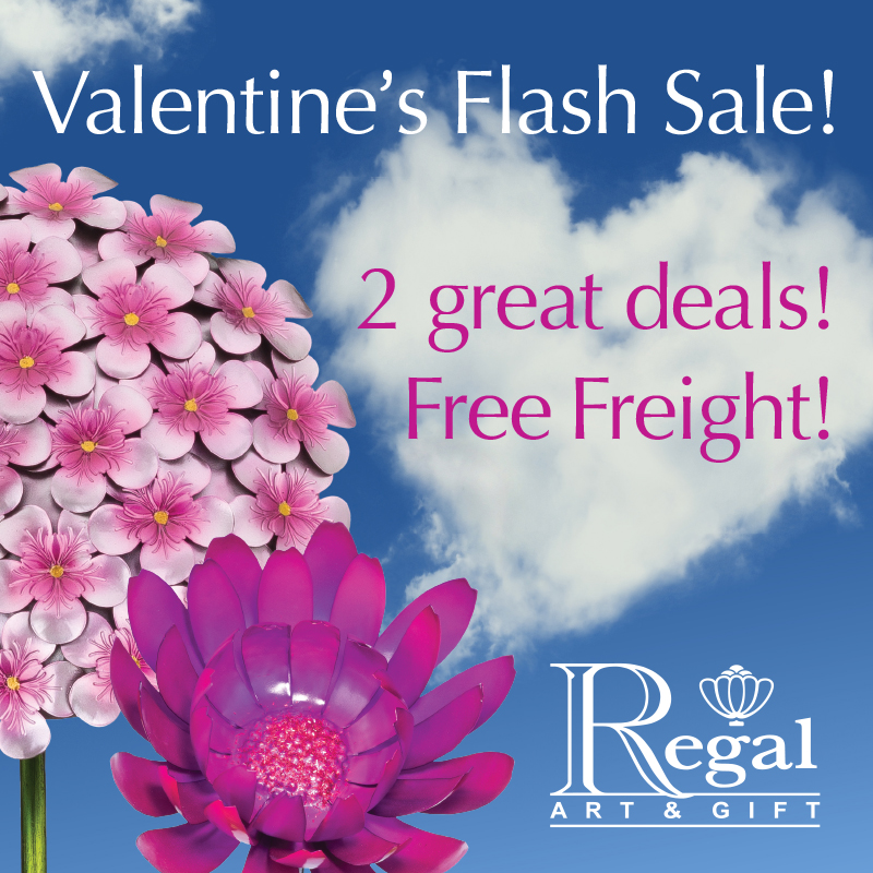 Valentine's Day is only a few weeks away!❤️

Stock up on these beautiful🌷Floral Garden Stakes🌷 for your customers to buy for THEIR special someone! We're offering 2 great deals with 30-50% off and FREE FREIGHT! 
See our website to learn more and shop! 

regalgift.com