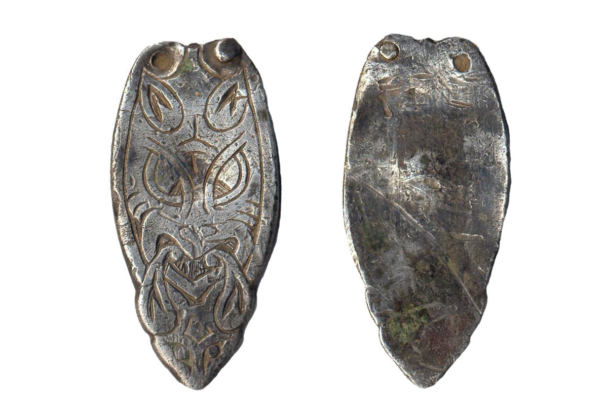 A 9th-century silver strap end with a frowning, snarling beast in the Anglo-Saxon Trewhiddle style, found Oxfordshire:  https://finds.org.uk/database/artefacts/record/id/753697