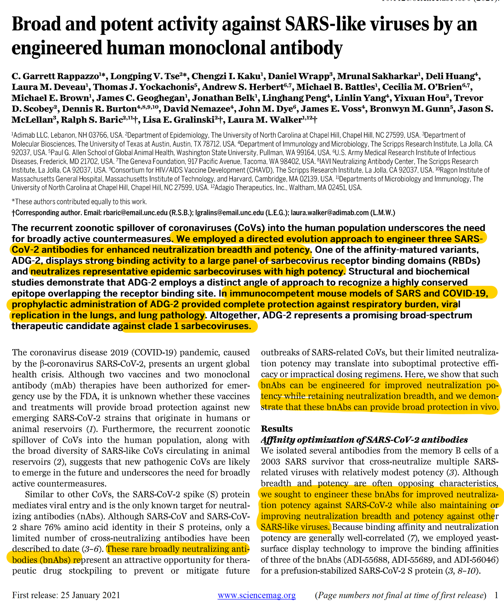 Eric Topol 2 Important Publications Just Out Sciencemagazine On Sarscov2 Antibodies 1 Potent Broadly Neutralizing Human Monoclonal Antibodies Bnabs To Sars Like Viruses T Co Qlfnjxzqyb Lisagralinski 2 Mapping Mab Immune