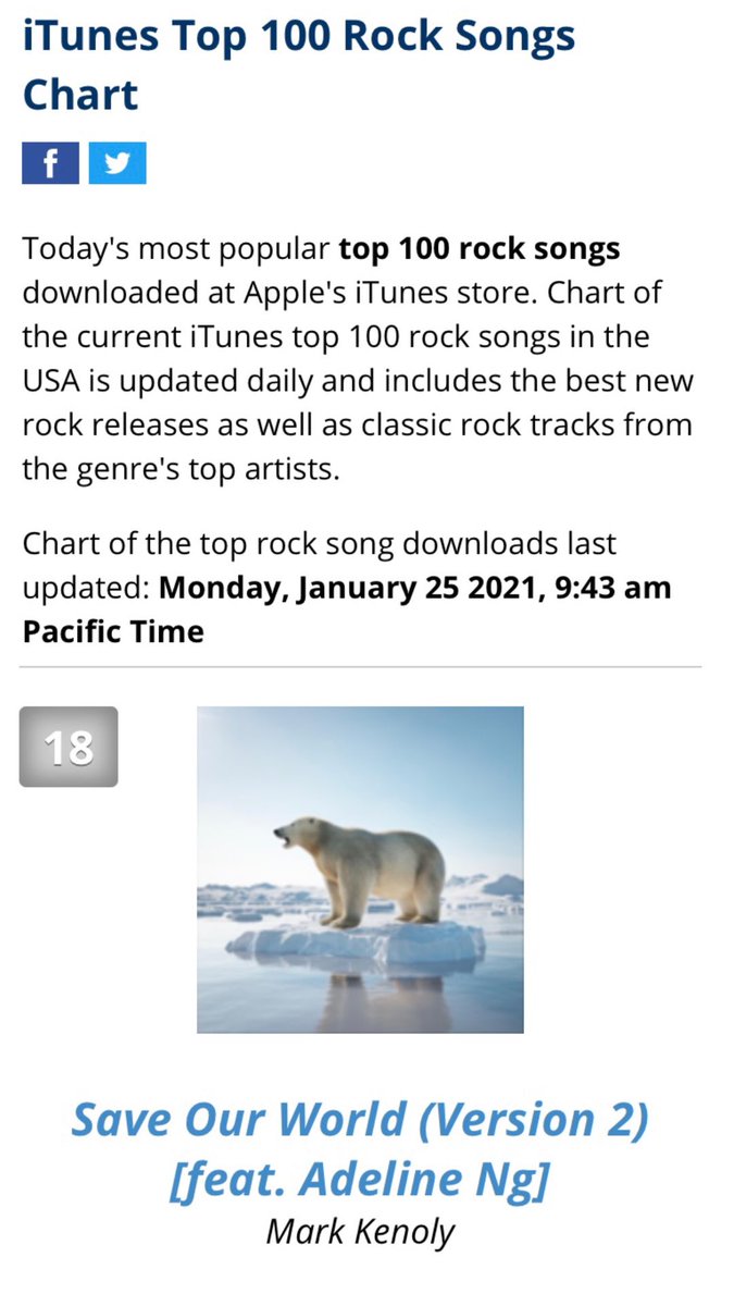 woarecords's tweet image. #woaartist Adeline Ng &amp;amp; Mark Kenoly hit the iTunes US #Top20 #RockCharts with their song ‘Save our world’. Catch their interview on the @woafm99 radio show &amp;amp; podcast with @oliversean 👉 open.spotify.com/show/3n26KENkq…