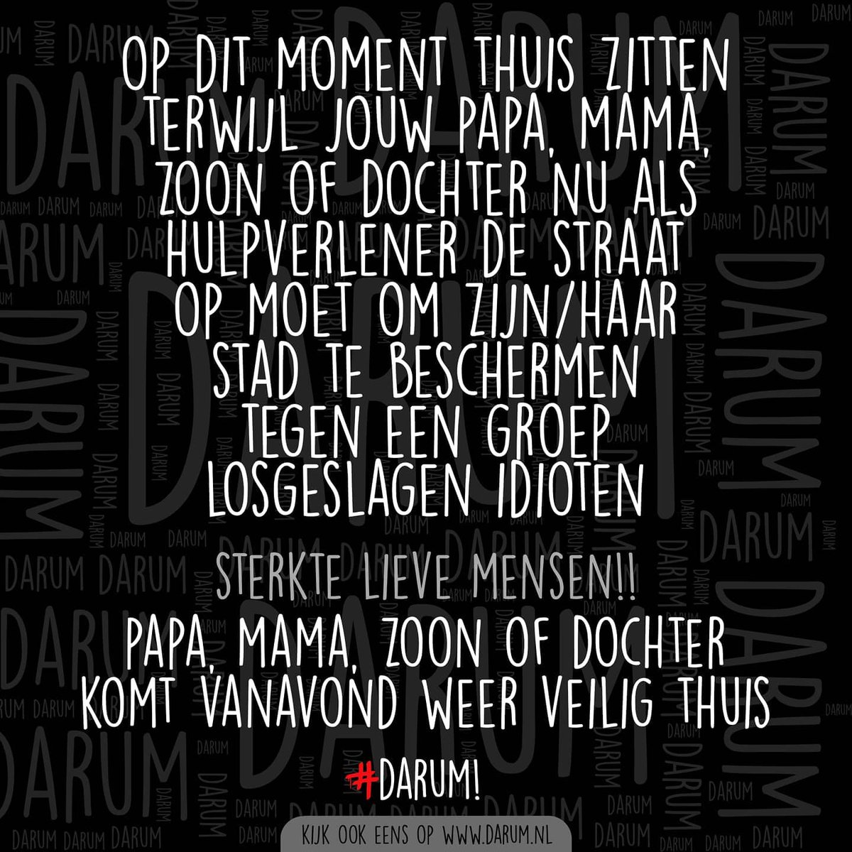 In wat voor 'n hel zijn we beland...? 😢
#darum #TrotsOpOnzeHulpverleners