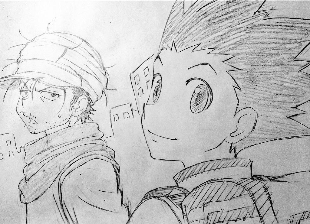 On peut retrouver ses propres travaux sur l'œuvre dans le « Hunter x Hunter Rakugaki Bon », un artbook d'une quarantaine de pages contenant plusieurs de ses illustrations que j'vais présenter en dessous :