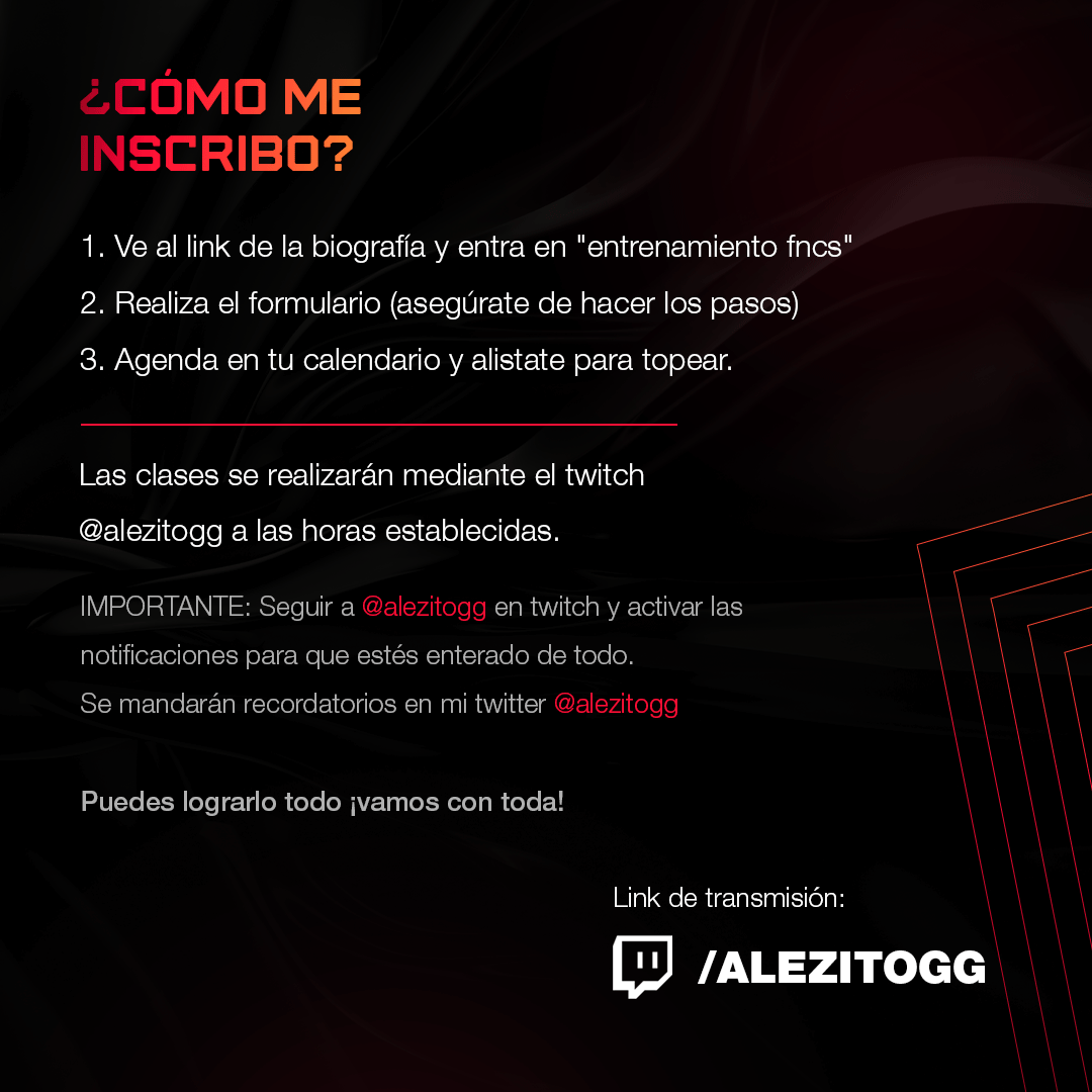 alezitogg's tweet photo. Entrenamiento intensivo para la FNCS.
Lee la información de las fotos.

Se agradece RT 💟 https://t.co/ed82MU1PDa