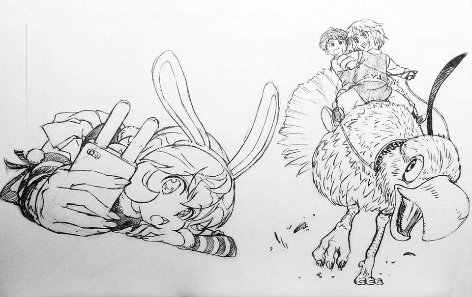 On peut retrouver ses propres travaux sur l'œuvre dans le « Hunter x Hunter Rakugaki Bon », un artbook d'une quarantaine de pages contenant plusieurs de ses illustrations que j'vais présenter en dessous :