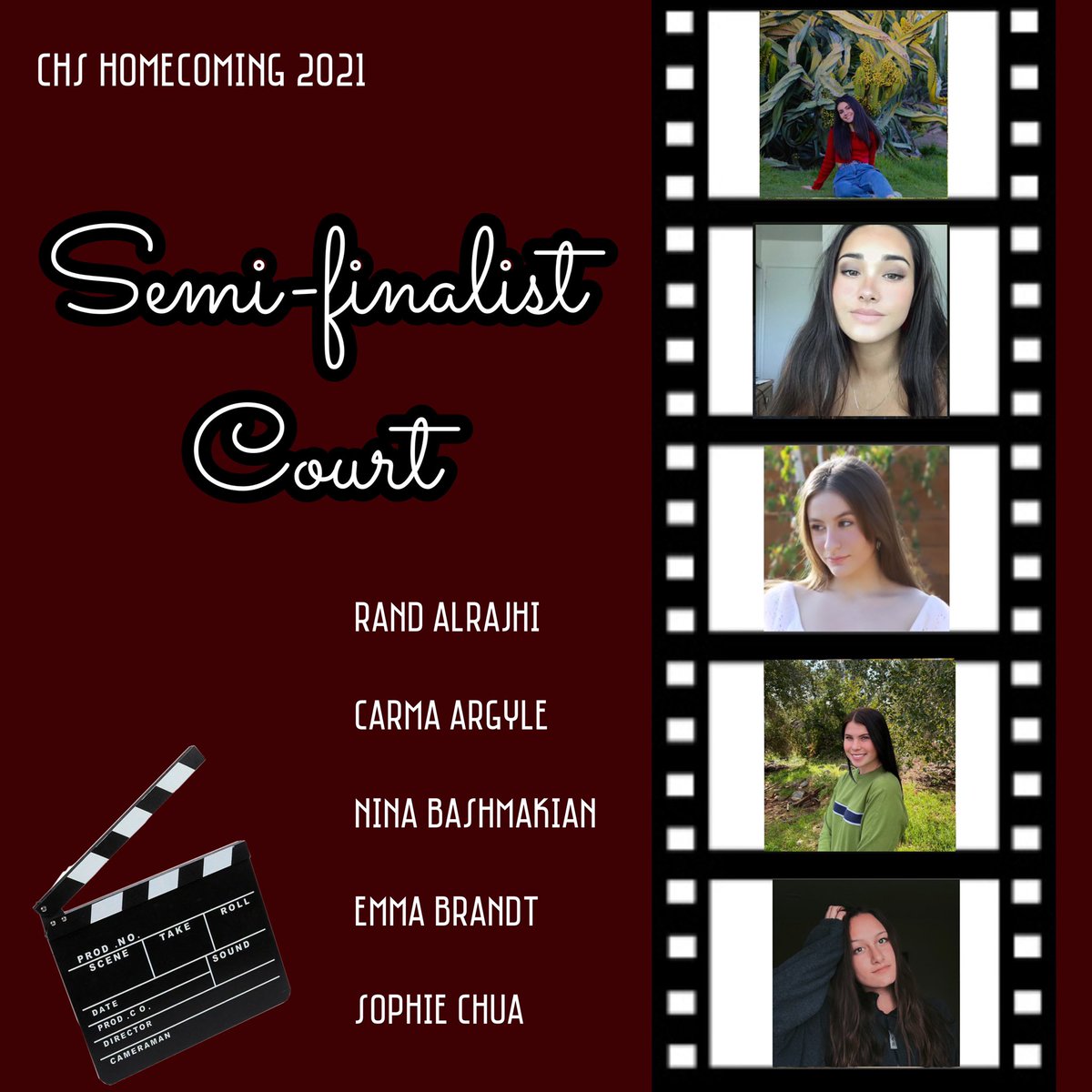Claremont_ASB's tweet photo. first 5 girls for Homecoming 2021 Semi-Finalist court !! https://t.co/00zT0eUbA4